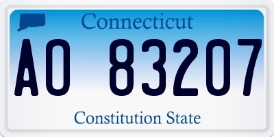 CT license plate AO83207