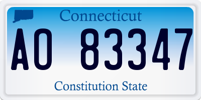 CT license plate AO83347
