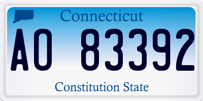 CT license plate AO83392