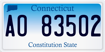 CT license plate AO83502