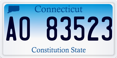 CT license plate AO83523