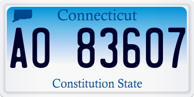 CT license plate AO83607