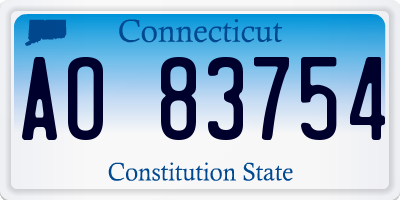 CT license plate AO83754