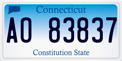 CT license plate AO83837