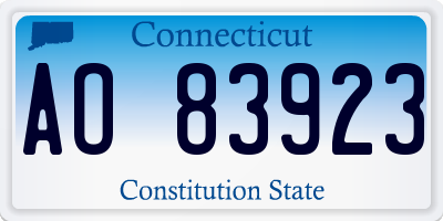 CT license plate AO83923