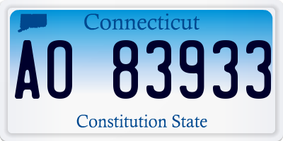 CT license plate AO83933