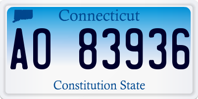 CT license plate AO83936