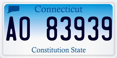 CT license plate AO83939