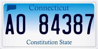 CT license plate AO84387