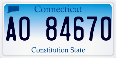 CT license plate AO84670