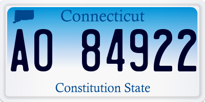 CT license plate AO84922