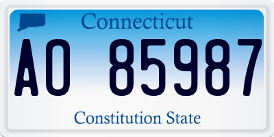 CT license plate AO85987