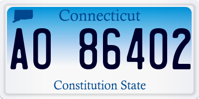 CT license plate AO86402