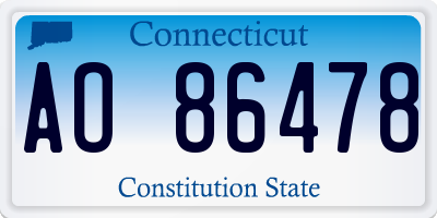 CT license plate AO86478