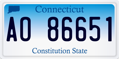 CT license plate AO86651
