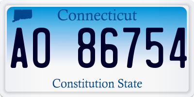 CT license plate AO86754