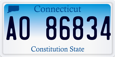 CT license plate AO86834