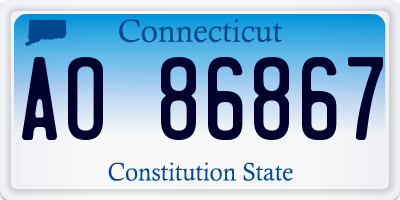 CT license plate AO86867