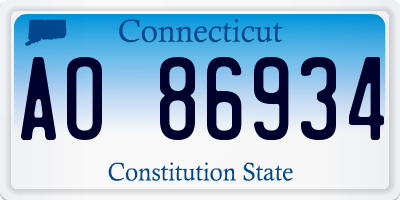 CT license plate AO86934