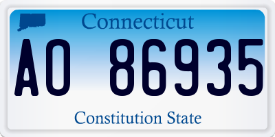 CT license plate AO86935