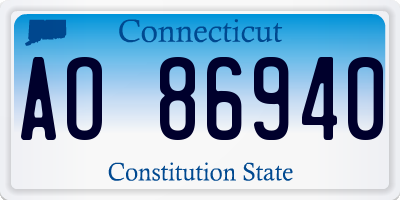 CT license plate AO86940