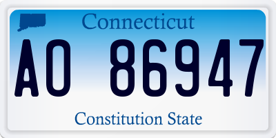 CT license plate AO86947