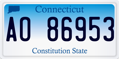 CT license plate AO86953