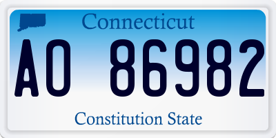 CT license plate AO86982