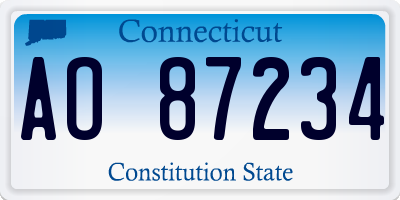 CT license plate AO87234
