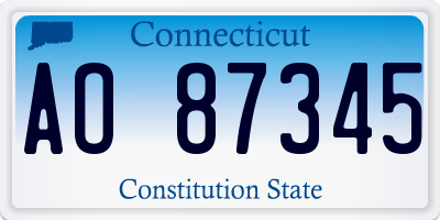 CT license plate AO87345