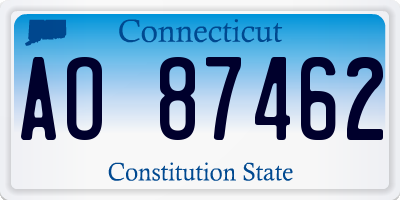 CT license plate AO87462