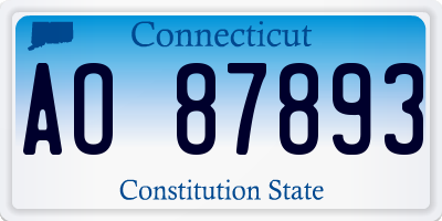 CT license plate AO87893