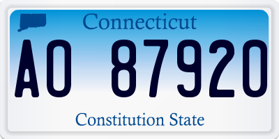 CT license plate AO87920