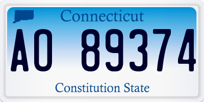 CT license plate AO89374