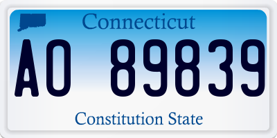 CT license plate AO89839