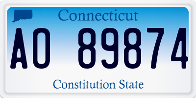 CT license plate AO89874