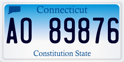 CT license plate AO89876