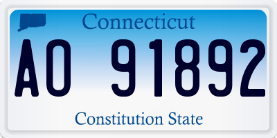 CT license plate AO91892