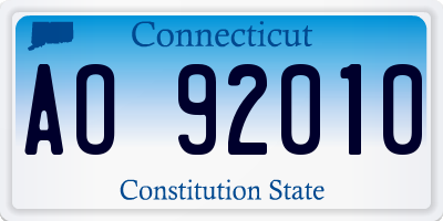 CT license plate AO92010