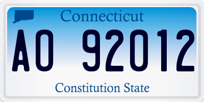 CT license plate AO92012