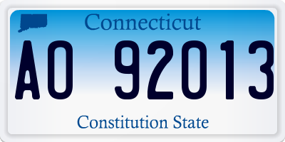 CT license plate AO92013