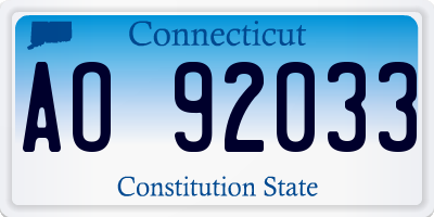 CT license plate AO92033