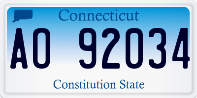 CT license plate AO92034