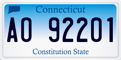 CT license plate AO92201