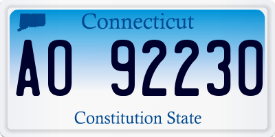 CT license plate AO92230