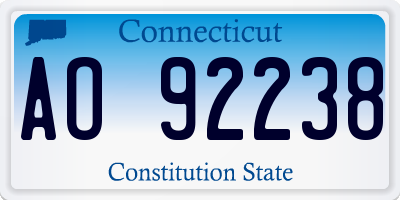 CT license plate AO92238