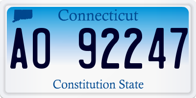 CT license plate AO92247