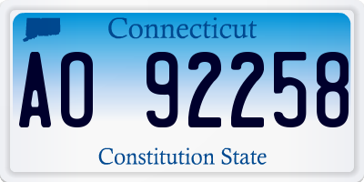 CT license plate AO92258