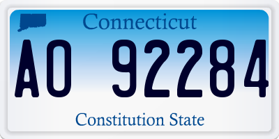 CT license plate AO92284