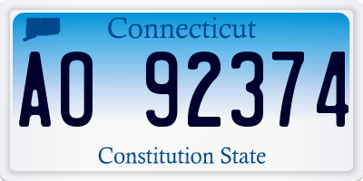 CT license plate AO92374